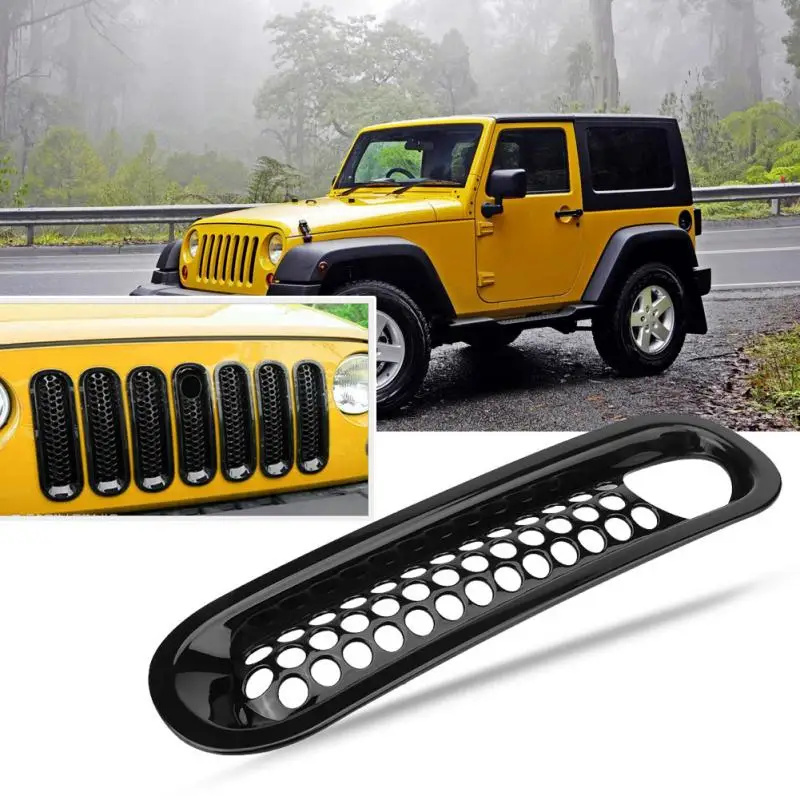 7PCS Black Front Grill Mesh Grille Insert Cover Trim for Jeep Wrangler