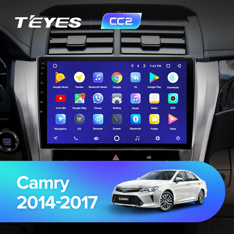 TEYES CC2 Штатная магнитола для Тойота Камри 8 50 55Toyota Camry 8 50 55 Android 8.1, до 8-ЯДЕР, до 4+ 64ГБ 32EQ+ DSP 2DIN автомагнитола 2 DIN DVD GPS мультимедиа автомобиля головное устройство