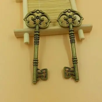 

T600 free shipping 10pcs/bag size 85*32mm key pendant flower key charms Antique Alloy Jewelry finding key accessories charm