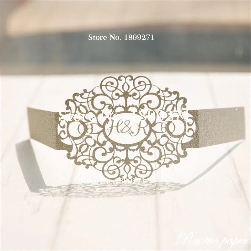 

Laser Cut Monogrammed Oval Glitter Belly Band for Invitations Personalized Belly Band Glitter Belly Band Monogrammed Belly Band