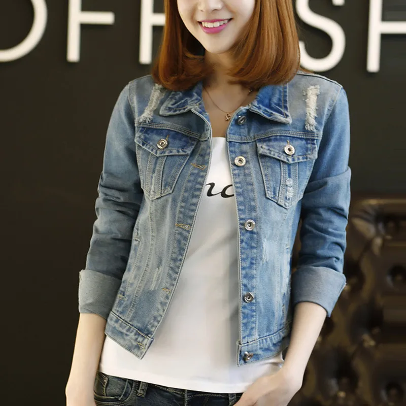 

2018 Spring Autumn Women's Denim Jackets Casual Female Coat Harajuku Jean Jacket For Women Jaqueta Feminina Plus Size 5XL Gothic