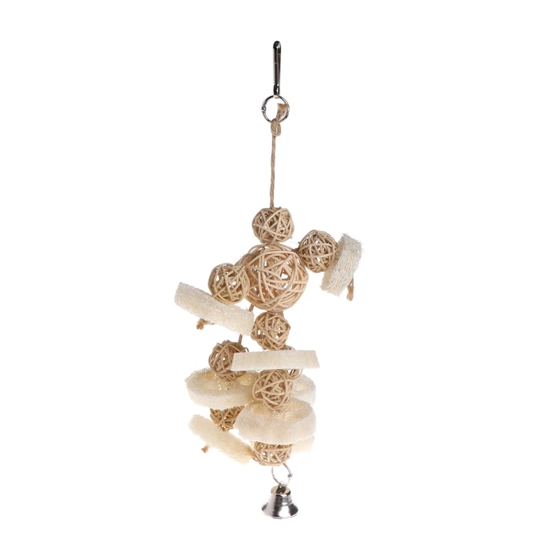 Birds Parrots Toys Handmade Chewing Bite Training Hanging Cage Rattan Balls Bell | Дом и сад