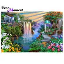Алмазная картина Ever Moment, пейзаж водопада, стразы, мозаика, полная квадратная дрель, алмазная вышивка, декор 3F386