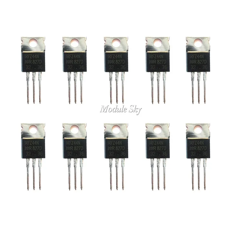 10Pcs IRFZ44N IRFZ44 N Channel 49A 55V Transistor MOSFETin Replacement