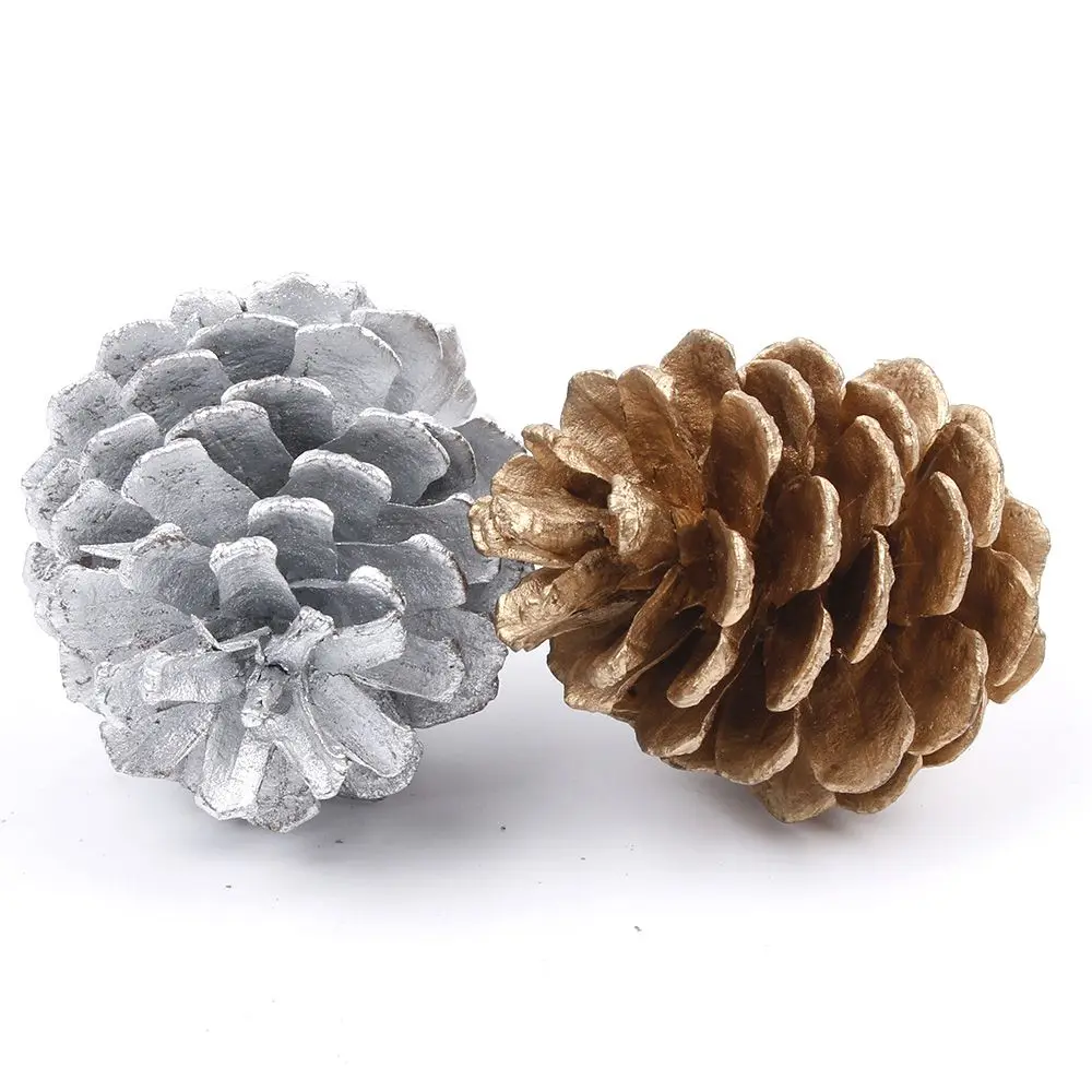 9X Christmas Gold//Silver Pine Cones Baubles Xmas Tree Decorations Ornament Decor