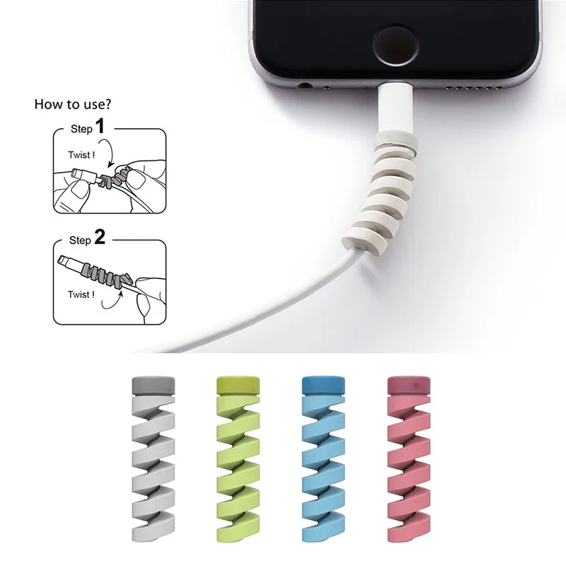 4 шт. намотки кабеля Битер протектор Защитная крышка USB зарядное устройство Держатель для кабеля шнур аксессуары XJ66