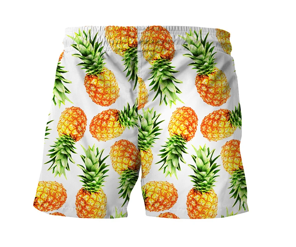 Clomplu Для Мужчин's Пляжные шорты с принтом ананаса Водонепроницаемые шорты Для мужчин гибкая пластина шорты летние Плавание Мужские Шорты