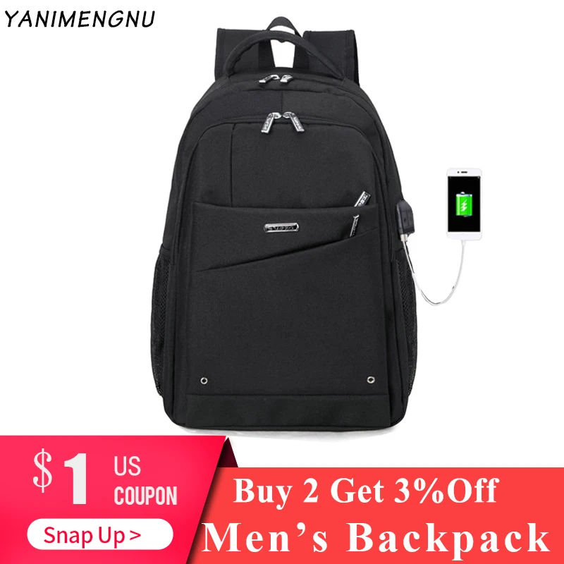 Мужской рюкзак с usb зарядкой 20-40L большой емкости из водонепроницаемого материала для мужской сумки повседневные Рюкзаки черные дорожные