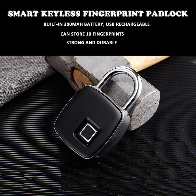 New Portable Electric Fingerprint Keyless Padlock Rechargeable Anti-Theft Lock For Home Security Door Cabinet Backpack Safe |