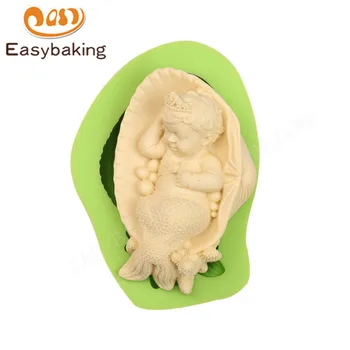

Big Baby Princess Mermaid Fondant Silicone Soap Mold Cake Decorating Art & Craft Mould Kitchen Baking Tools for Resin