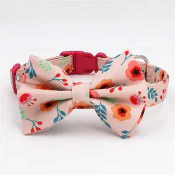 

floral Dog collar bow tie matching lead for 5size to choose ,best wedding dog collar gifts for your pet