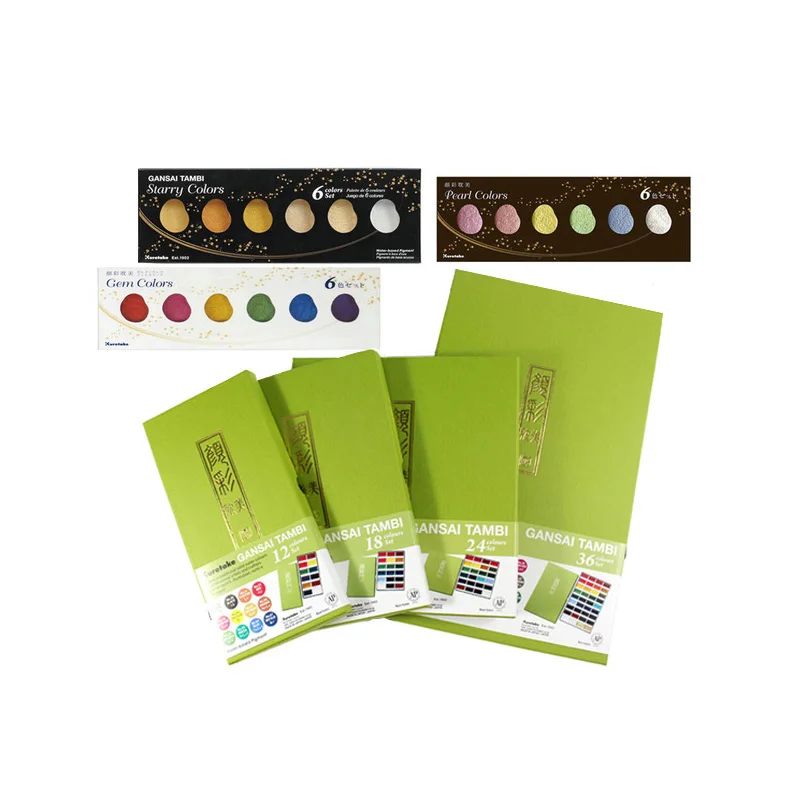 Kaufen ZIG Kuretake pigment Gansai Tambi Aquarell Starry Perle Edelstein Farben Japanischen Solide Pigment Für Zeichnung Kunst Liefert