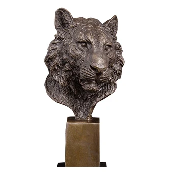 

ArtsHom DW-006 Bronze Tiger Head sculpture Figurine Wildlife Tiger Bust Statue Metal Art for Home Decoration