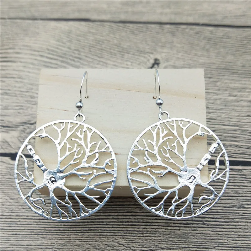 

Brain Cell Neuron in a Circle Drop Earrings Trendy Style Tree of Life Dangle Earrings Fashion Biology Earrings Women Jewellery