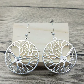 

Brain Cell Neuron in a Circle Drop Earrings Trendy Style Tree of Life Dangle Earrings Fashion Biology Earrings Women Jewellery