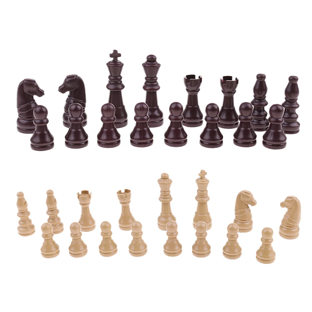 16 Pieces Replacement Plastic Chess Pieces Durable & Sturdy International Chessman Set