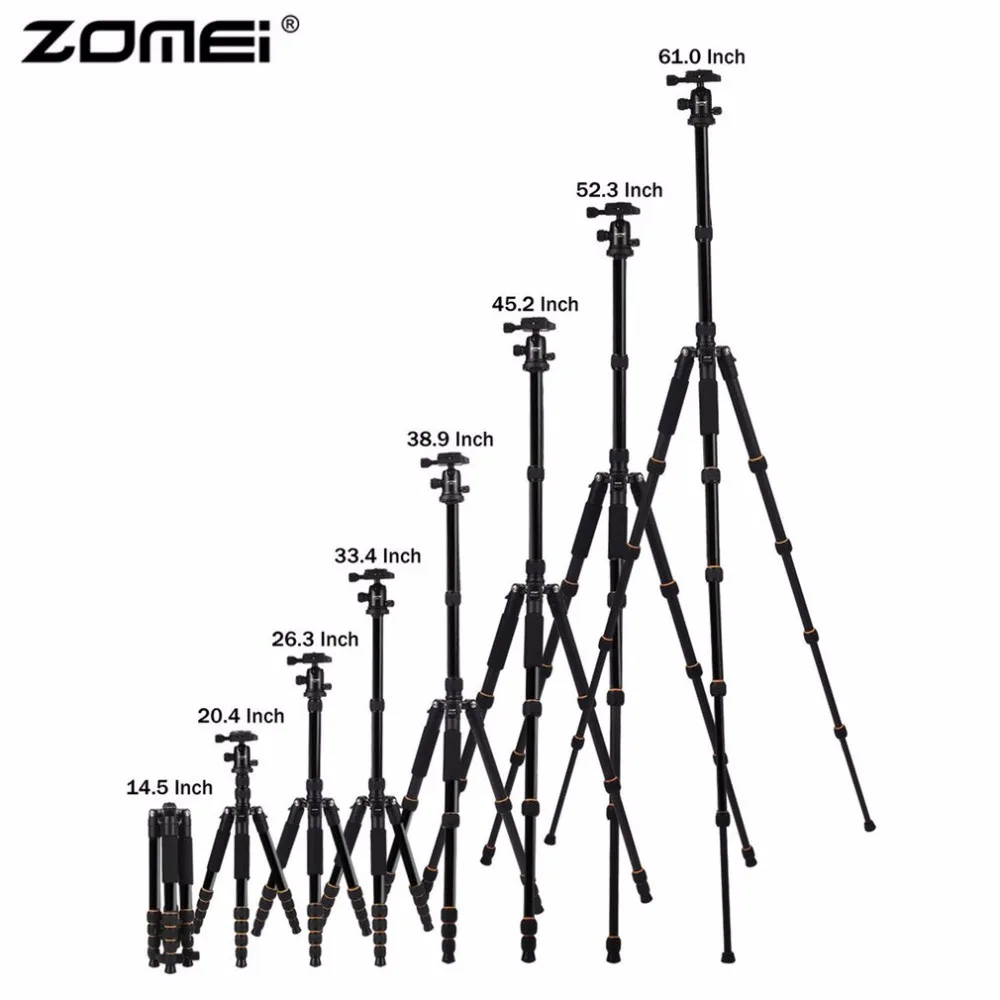 Zomei Q666 Профессиональный штатив для камеры легкий портативный алюминиевый монопод для путешествий с шаровой головкой 360 градусов для DSLR камеры