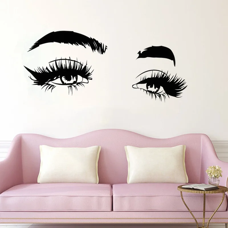 

Eyelashes Makeup Wall Decal Cosmetics Microblading Vinyl Wall Sticker Eyelashes Eyebrows Wall Mural Beauty Salon Decor AY1354