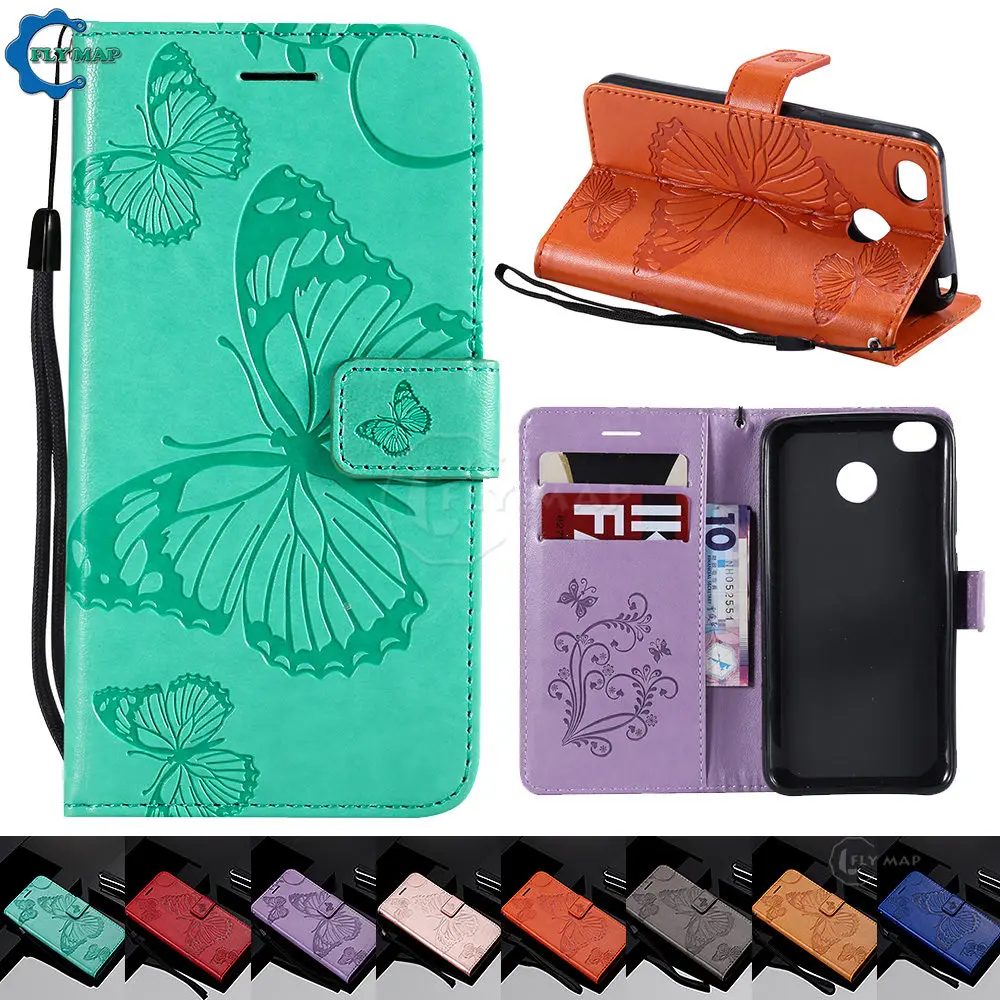 Flip Case for Xiaomi Redmi 4X 4 X Redmi4X Butterfly Wallet Case Phone Leather Cover for Xiaomi Redmi X4 Red mi 4X Hongmi4X Capa