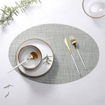 

PVC Oval Placemat for Dining Table Mat Heat Insulation Non-Slip Placemats Disc Bowl Tableware Pads Coaster Individual Table