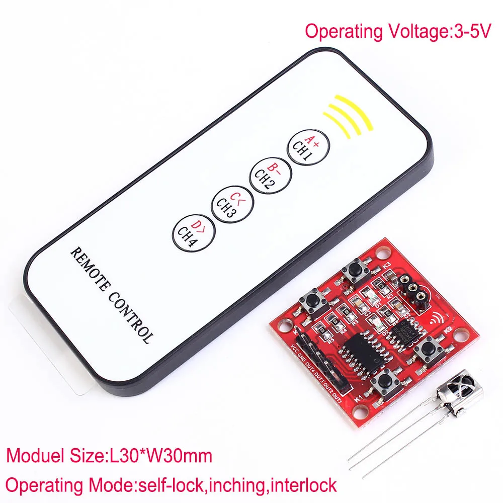 Беспроводной инфракрасный приемник 5 V/12 V 1/2/4-канальный обучения Тип модуль с пультом дистанционного управления Переключатель DIY Kit - Цвет: 3-5V 4-Channel