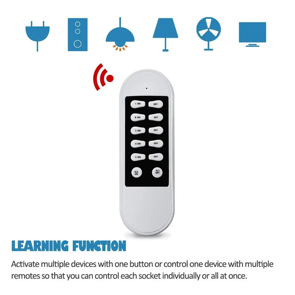 Nashone RC100 беспроводной светильник дистанционного управления Переключатели для бытовой техники, беспроводной переключатель, 1 пульт дистанционного управления 3 розетки, до 100 футов