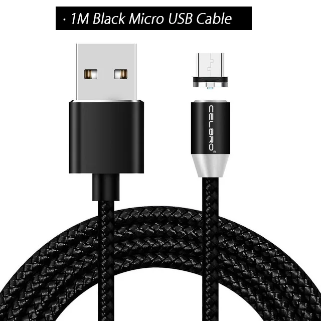 Магнитный Micro usb type C зарядный кабель Microusb для huawei Honor 20 Note 10 9 Nokia 8 Google Pixel 3 2 3XL кабель Usb C 2 метра - Цвет: 1M Black Micro USB