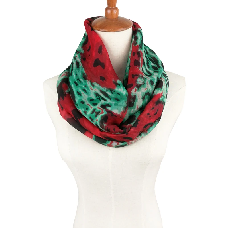 Женский шифоновый шарф кольцо с леопардовым принтом|scarf for women|scarves women brandloop scarf |