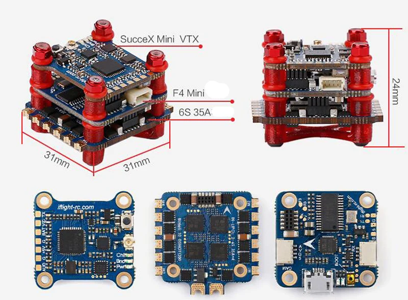 4-в-1 succex F4 мини игровые Джойстики+ 35A Blheli_32 2-6S ESC+ 5,8G 25/100/200 мВт Smartaudio VTX 2 3 слоя летать башня для FPV RC