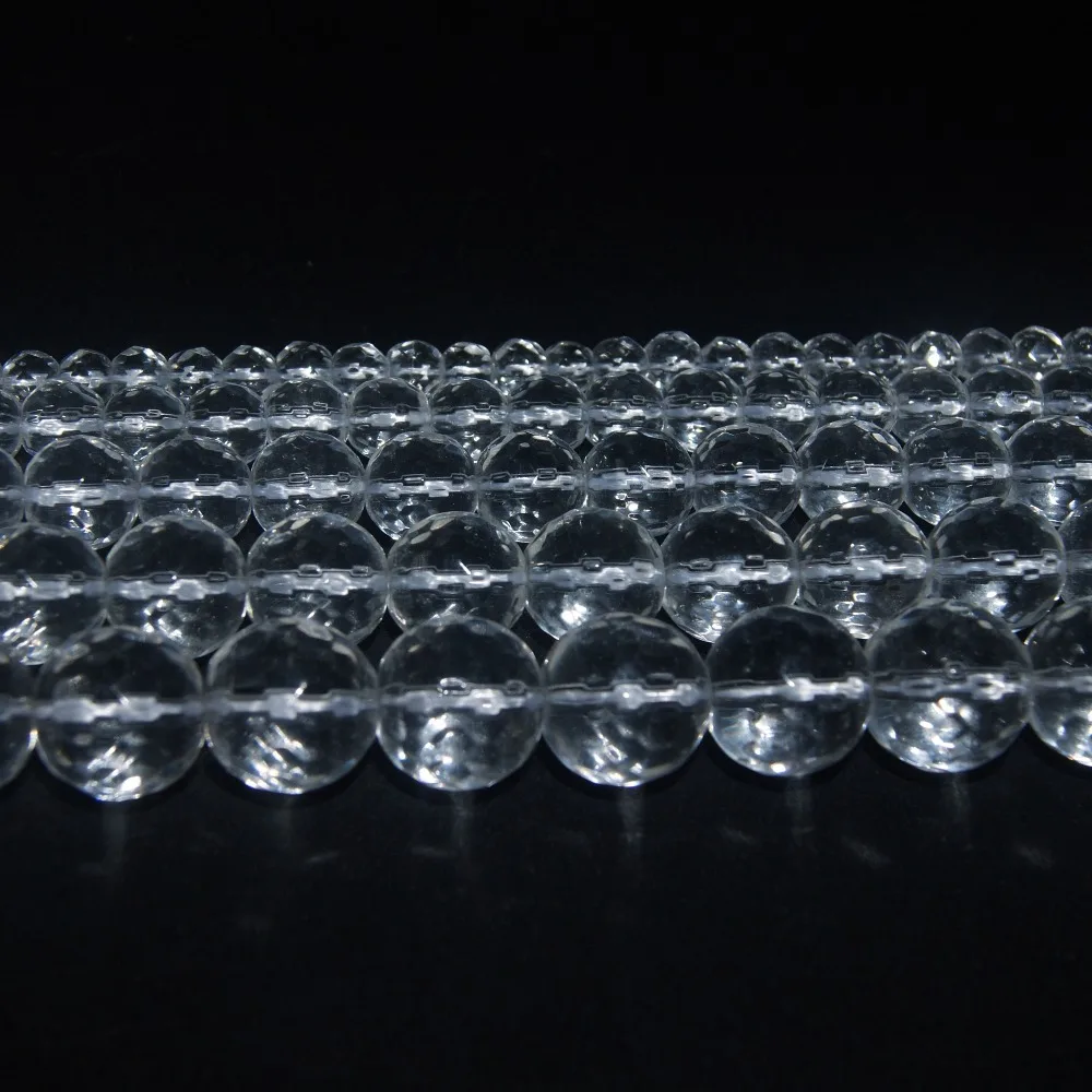 

Faceted Natural Stone Synthesis Smooth Clear Quartz Crystals Beads 4 6 8 10 12 14 16 18 20 MM Pick Size For Jewelry Making DIY