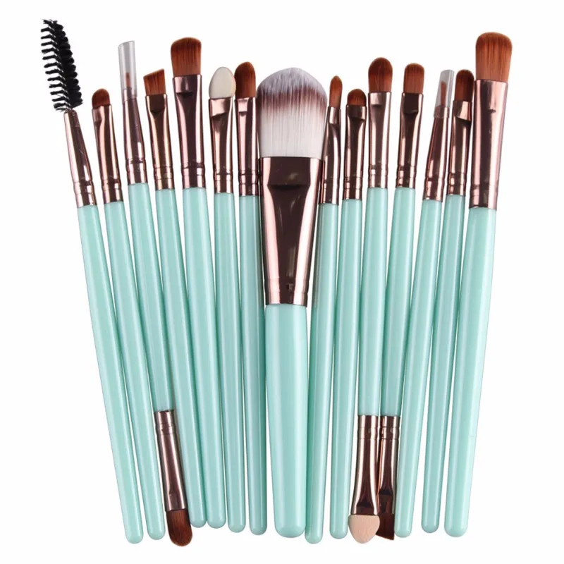 Useful 15 pcs/Sets Lip Eyebrow Brush Kits Tools Eye Shadow Cosmetic Makeup Brushes Sets