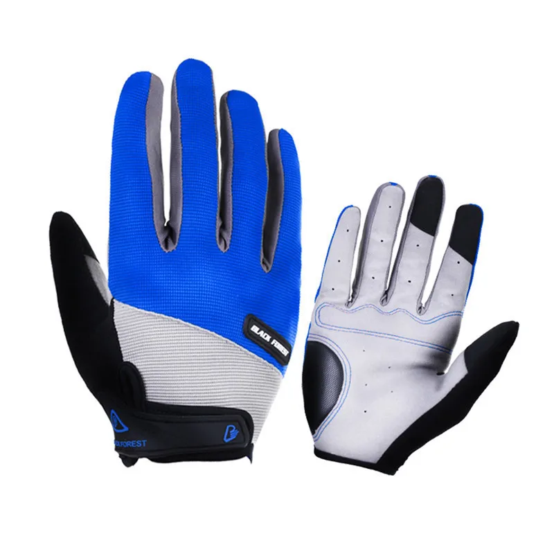 Для мужчин Велоспорт перчатки для защиты от ветра, для езды, велосипедные перчатки для MTB теплые мотоциклетные зима-осень противоскользящие велосипедные перчатки - Цвет: Blue