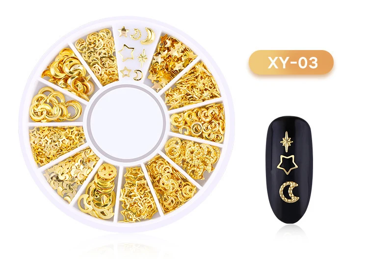 3D Полые Украшения для дизайна ногтей металлические геометрические золотые наконечники DIY Инструменты для дизайна ногтей модные декоративные наклейки для ногтей