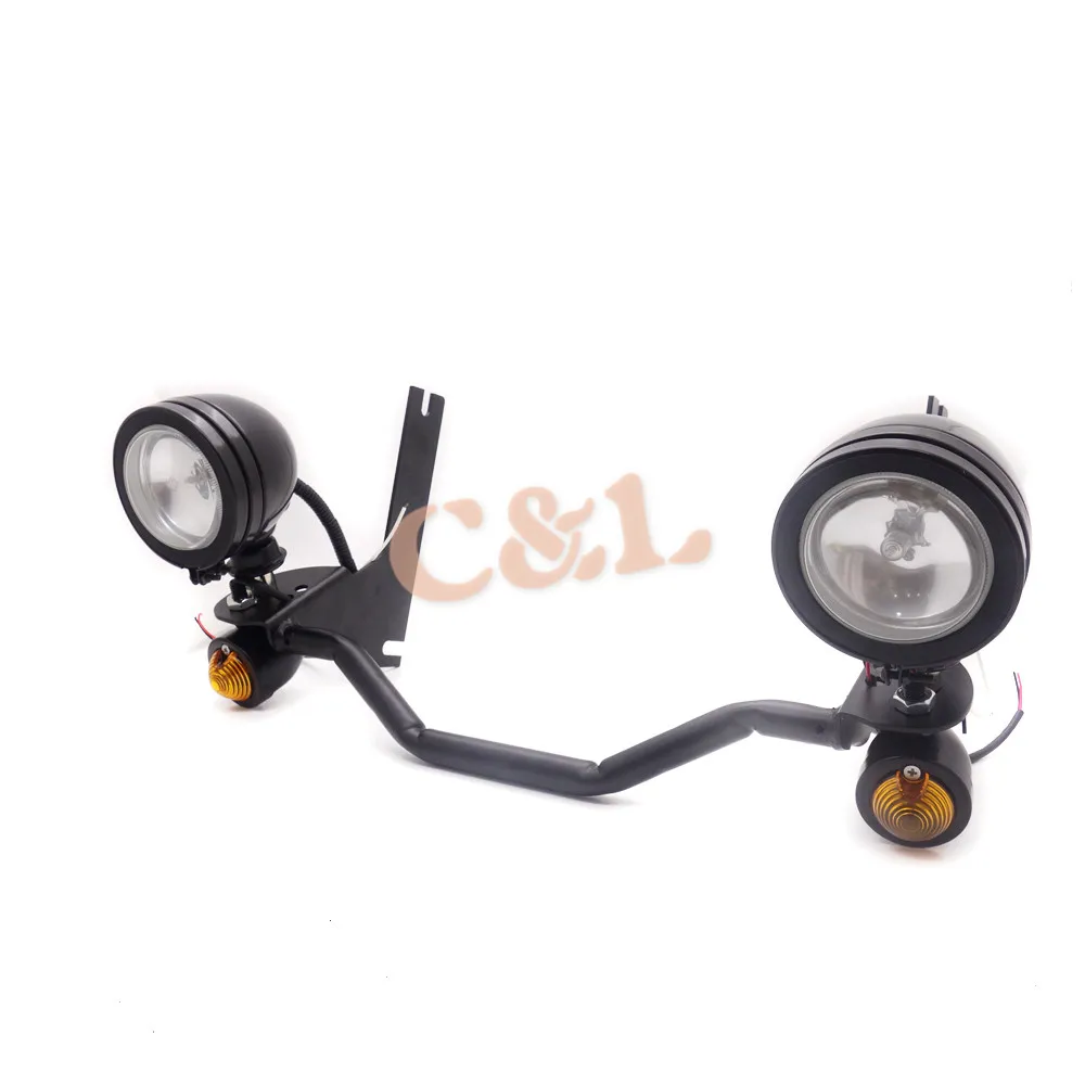 Black Front Spotlight Passing Lamp Mount Turn Signal Light Bar Fit For