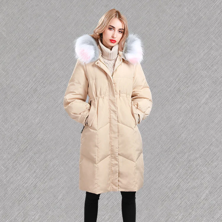 OMCHION Chaqueta Mujer Роскошная зимняя куртка с капюшоном из меха енота женское