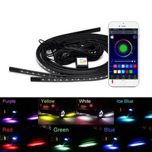 4x Car Underglow Flexible Strip LED APP Remote Control RGB Decorative Atmosphere font b Lamp b