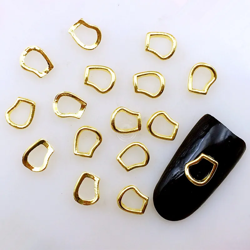 10 шт./лот, новые японские золотые полые трехмерные рамки, 3D наклейки для ногтей из металлического сплава, украшения для ногтей/амулеты/инструменты для маникюра