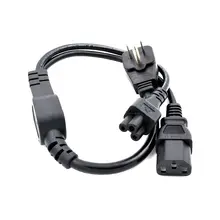 2 в 1 плоский разъем Nema 5-15P для IEC 320 C13 C5 Y Splitter шнур питания/кабель около 60 см