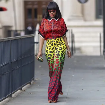 

Fashion 2019 Summer Women Colorful Leopard Print Wide Leg High Waist Long Pants Casual Leggings Fashion Vintage Trousers