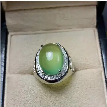 

Men rings Prehnite ring Free shipping Natural real Prehnite ring 925 sterling silver For men or women