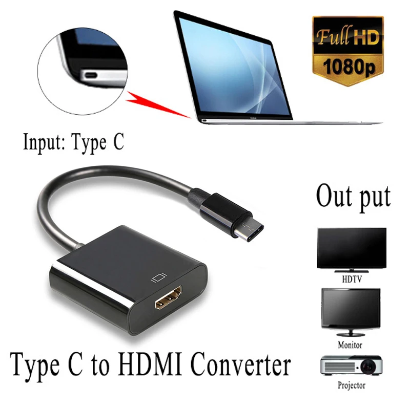 Type C to HDMI Adapter Typec USB C to TV Projector Video Cable Converter For MacBook Google Chromebook Pixel Lenovo ASUS DELL PC Type C to HDMI Adapter Typec USB C to TV Projector Video Cable Converter For MacBook Google Chromebook Pixel Lenovo ASUS DELL PC