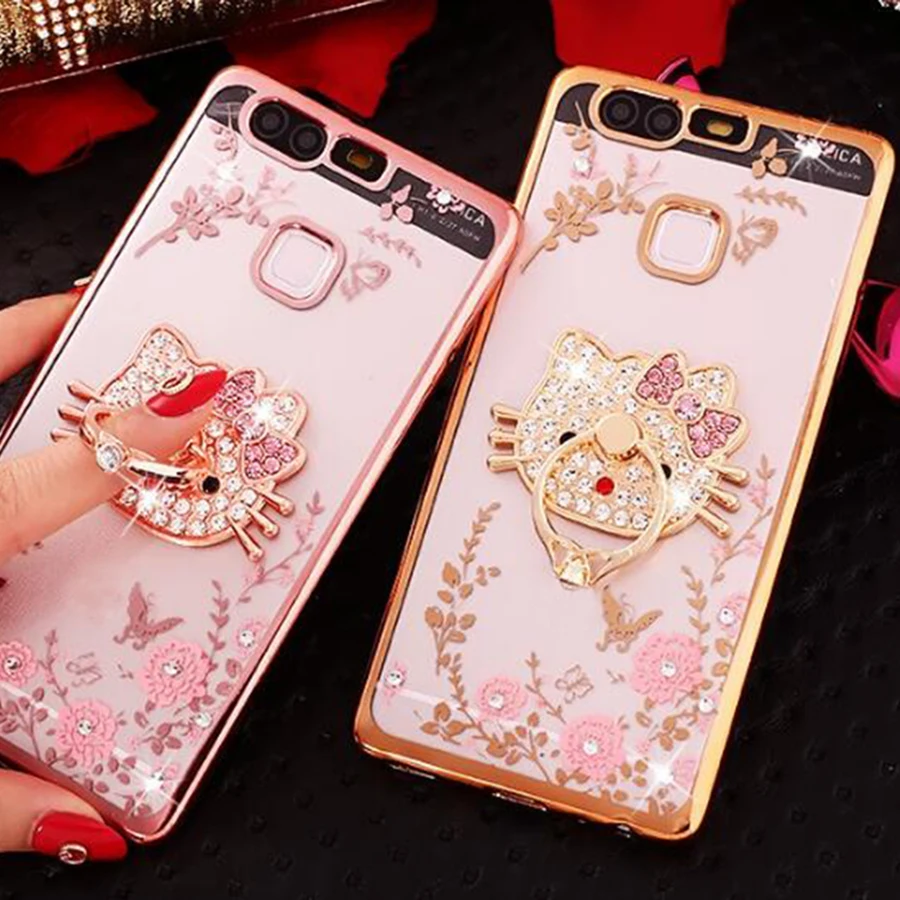 

Ring Grip Lace Flower Pattern Carcasas Fundas For Huawei Y6 II 2 P8 Lite 2017 Nova Honor 8 Lite P9 P10 Plus 4A 5A Phone Cases