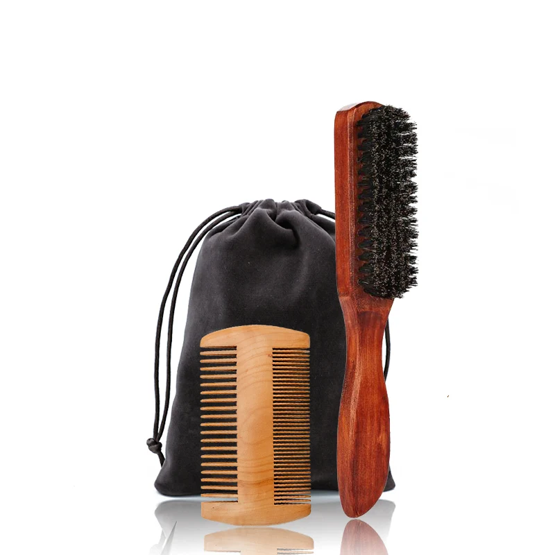

Wooden Beard Brush Boar Bristle Beard Brush And Comb Set For Men Facial Cleaning
