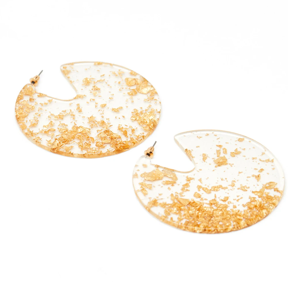 

Sloong New Transparent Acrylic Gold Foil Chunky Hoop Acrylic Earrings for Women PUNK Statement Jewelry Dropshipping