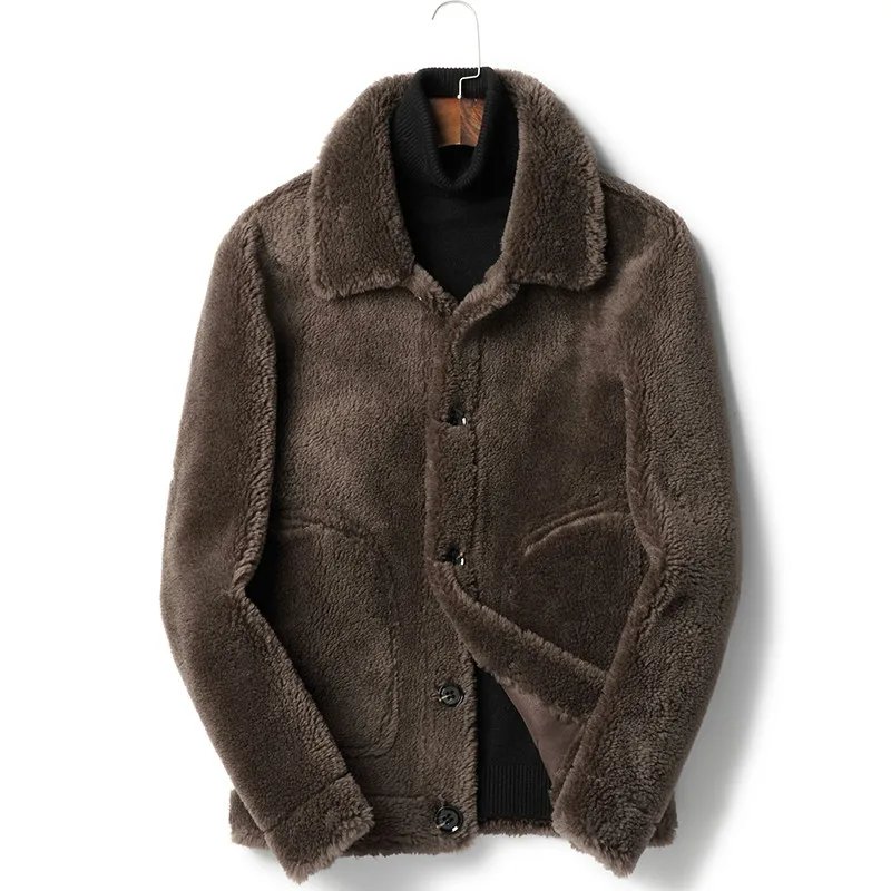 

2019 Real Fur Coat Men Wool Jacket Autumn Winter Sheep Shearing Coats and Jackets Two Side Wear F-DH-80810 YY135