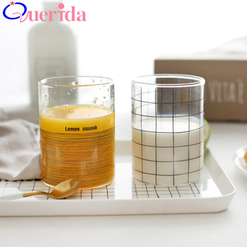 

5PC/SET Hand-painted Geometric Lines Glass Cup Creative Juice Cup Small Fresh Lamp Wine Beer Drinkware Tea Juice Mug Drink Cup