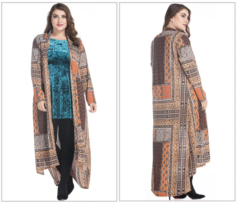Мусульманских печатных максимальный размер кардиган djellaba Турецкая женская одежда длинное пальто Дубай модная Высококачественная обувь