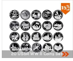 Soviet Union Russia 3 Ruble Coins WW II