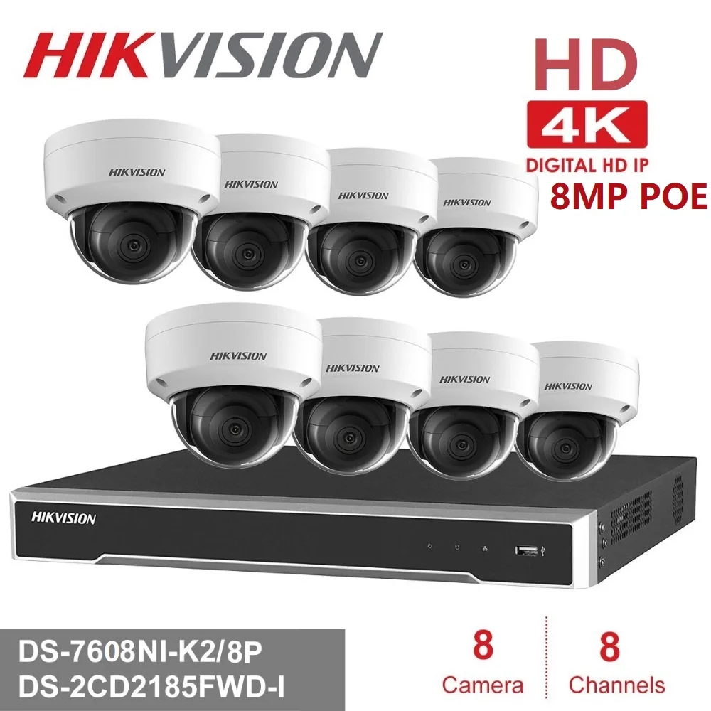 

8 kanalen Hikvision POE NVR Video Surveillance Kits met 8MP IP Camera Netwerk Beveiliging Nachtzicht CCTV Security System Kits