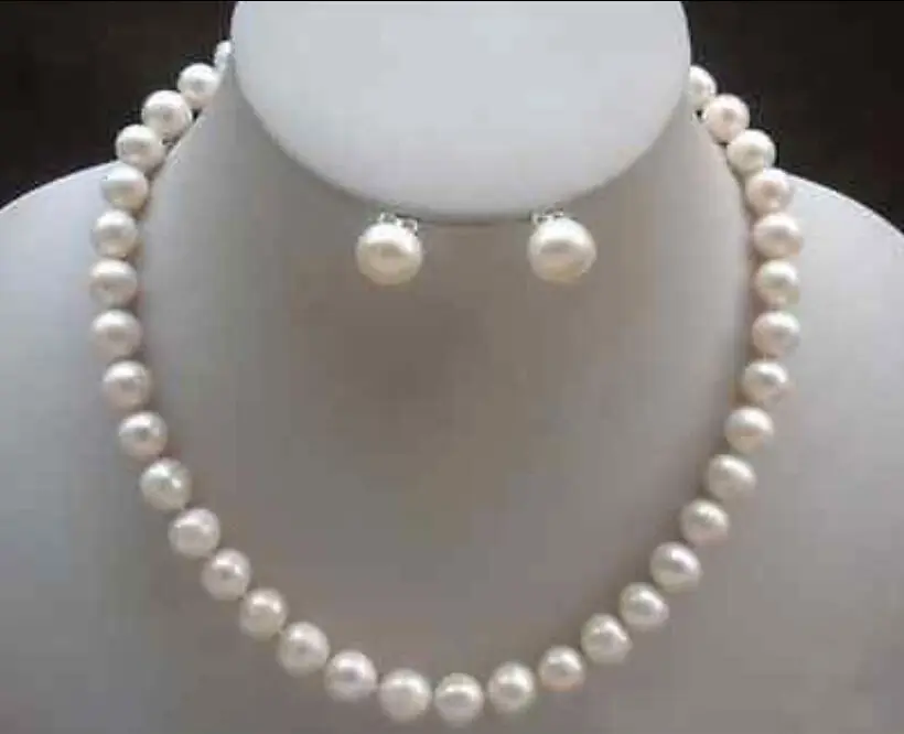 

SHIPPING HOT sell new Style >>>> 11-12 MM SOUTH SEA GENUINE WHITE PEARL NECKLACE EARRING 14k WHITE GOLD MARKED